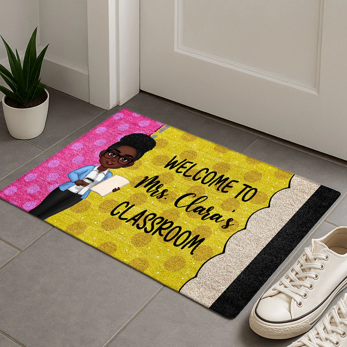 Teacher Pencil Welcome To Classroom Personalized Doormat| Back To School Gift For Teacher - Image 5