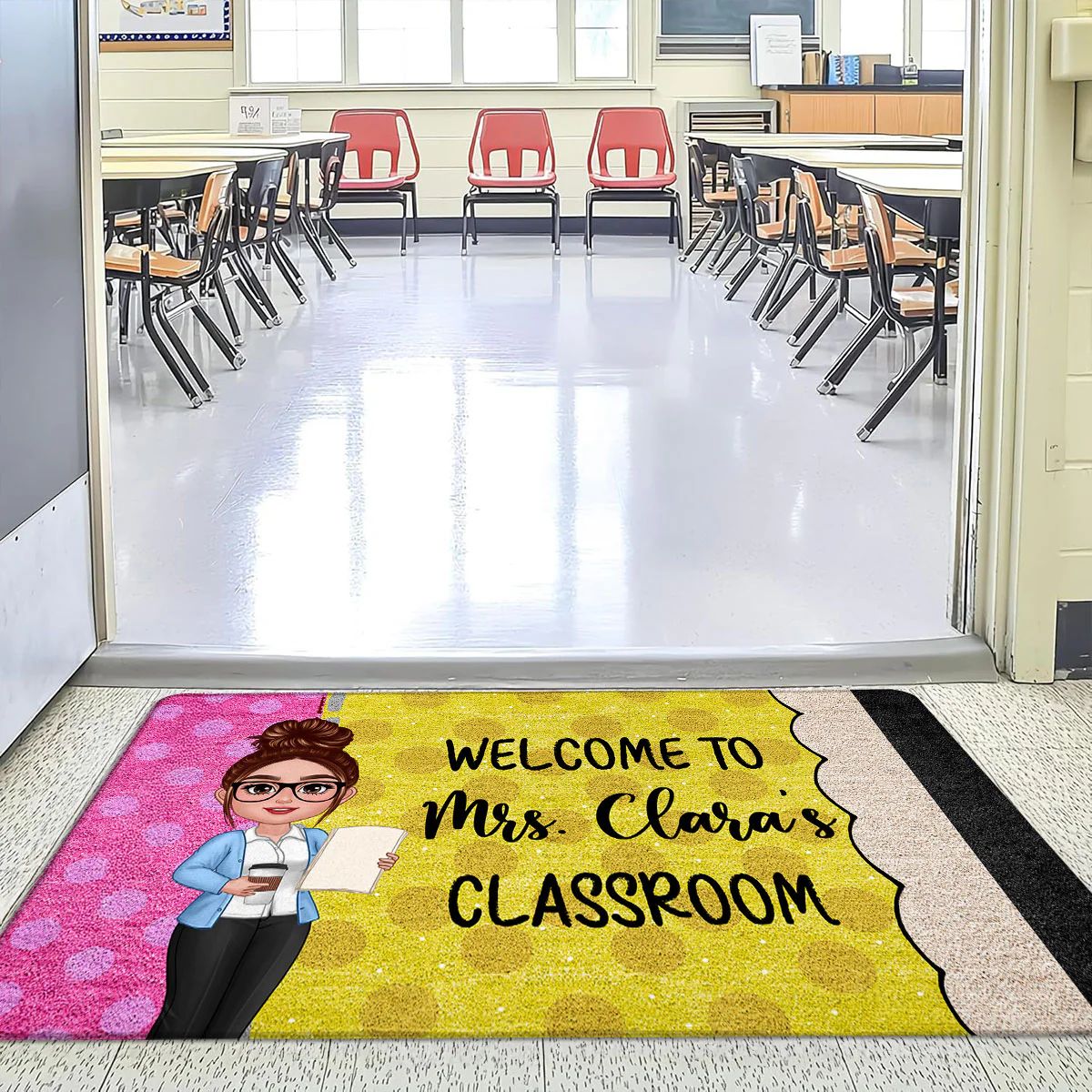 Teacher Pencil Welcome To Classroom - Personalized Doormat - Back To School Gift For Teacher - Image 2