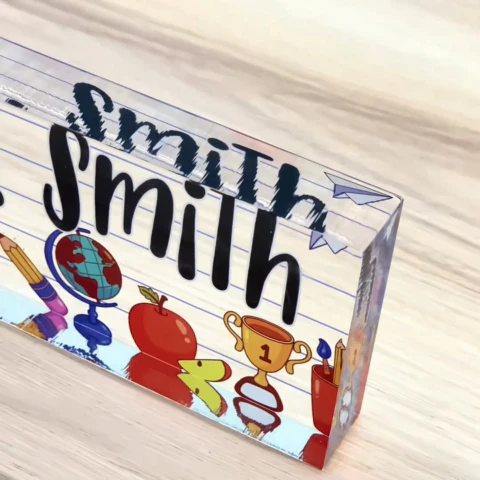 Teacher School Things Personalized Acrylic Desk Name Plate, Back To School Gift For Teacher, Office Decor - Image 2
