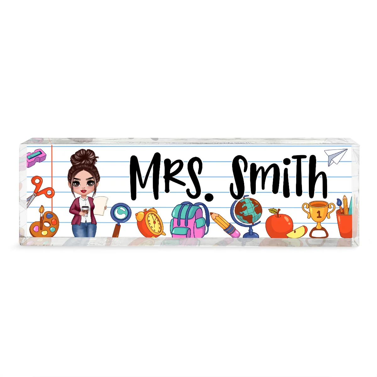Teacher School Things Personalized Acrylic Desk Name Plate, Back To School Gift For Teacher, Office Decor - Image 3