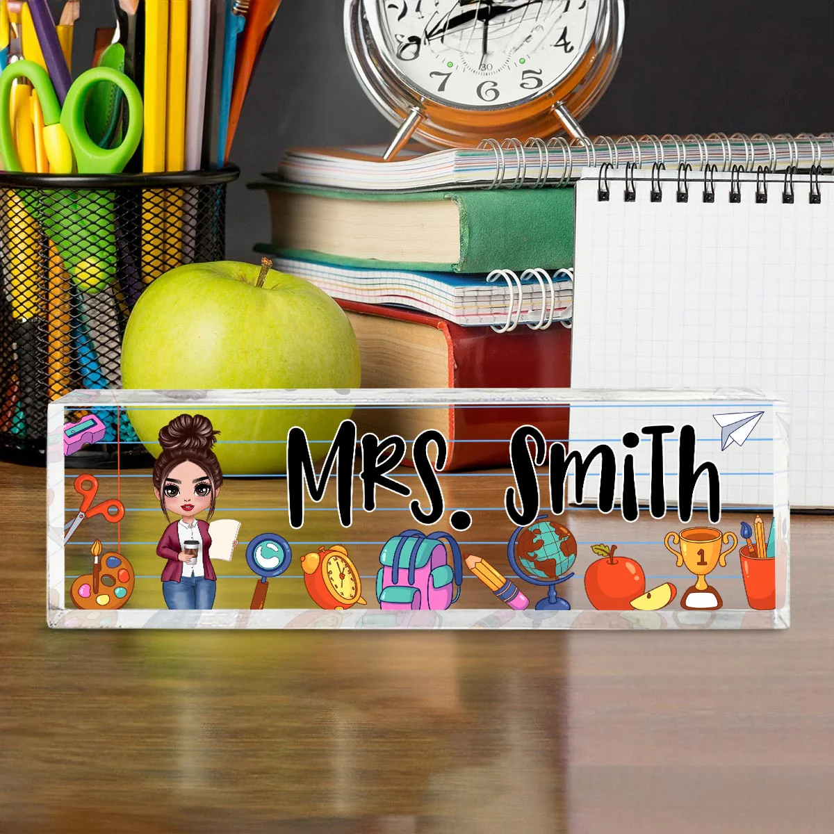 Teacher School Things Personalized Acrylic Desk Name Plate, Back To School Gift For Teacher, Office Decor - Image 5
