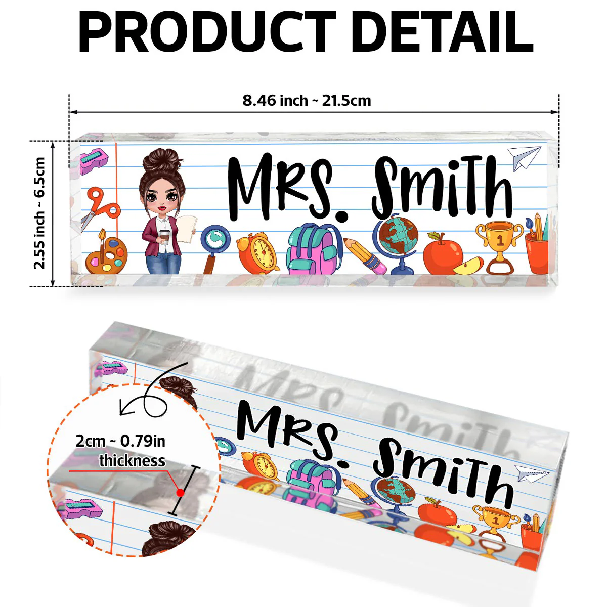 Teacher School Things Personalized Acrylic Desk Name Plate, Back To School Gift For Teacher, Office Decor - Image 7