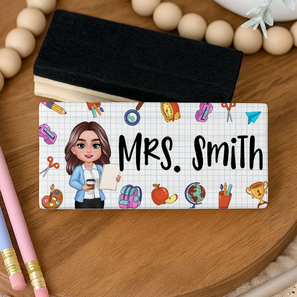 Teacher School Things Personalized Chalkboard/Whiteboard Eraser with Marker, Teacher Appreciation Gift, Back To School Gift - Image 7