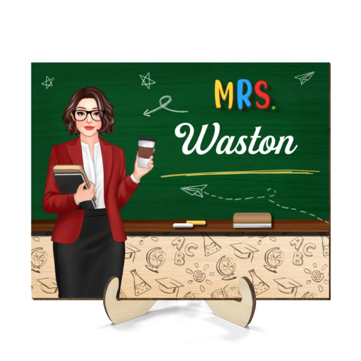 Teacher Sign Blackboard Gift For Teacher Personalized 2-layer Wooden Plaque - Image 8