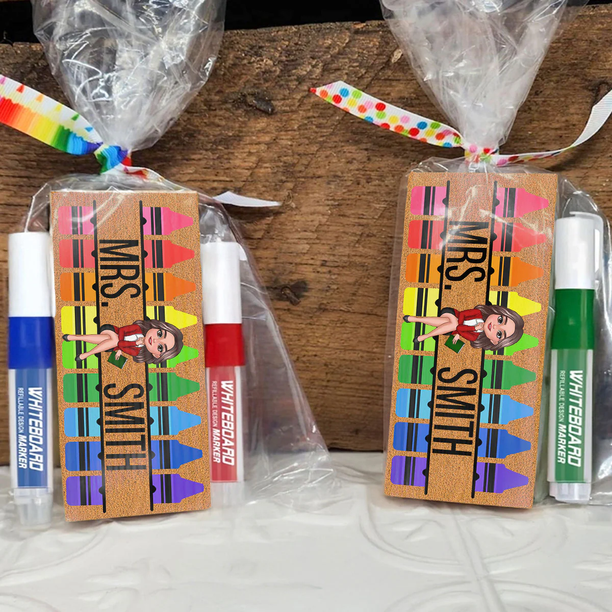 Teacher Sitting on Crayon Personalized Chalkboard/Whiteboard Eraser with Marker, Teacher Appreciation Gift, Back To School Gift - Image 7