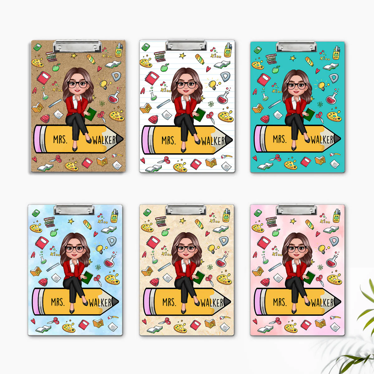 Teacher Sitting On Pencil School Things Personalized Clipboard, Gift For Teacher, Teacher Appreciation Gift, Back To School Gift - Image 8