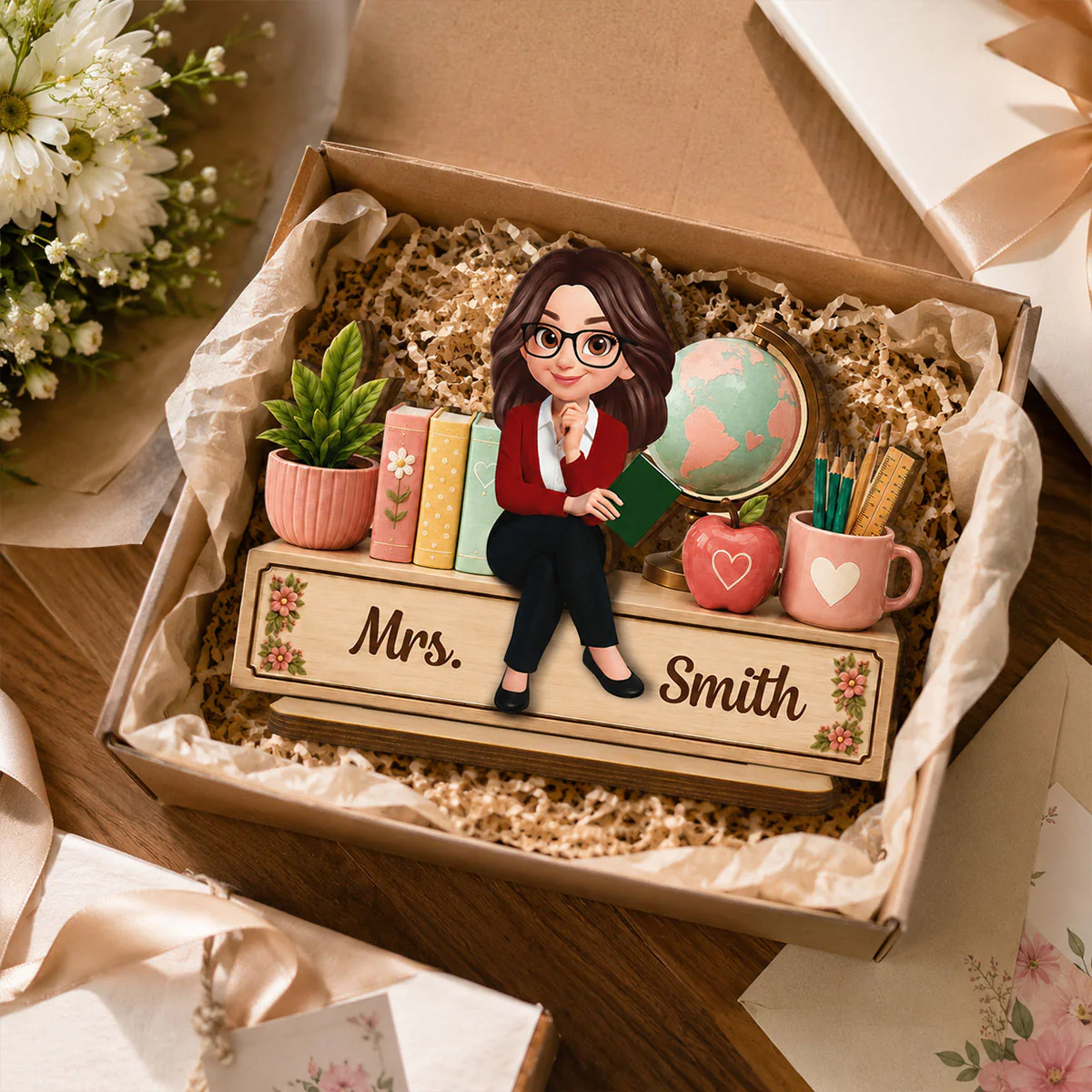 Teacher Sweet Desk Nameplate 2D Flat - Personalized Wooden Plaque - Image 3