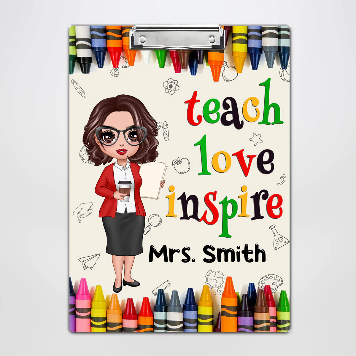 Teacher Teach Love Inspire Personalized Acrylic ClipBoard, Gift For Teacher - Image 3