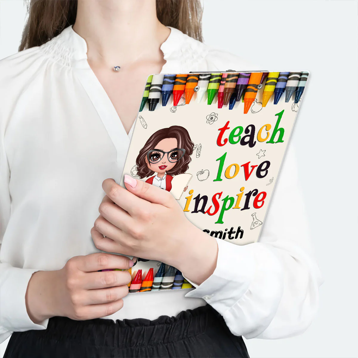 Teacher Teach Love Inspire Personalized Acrylic ClipBoard, Gift For Teacher - Image 4