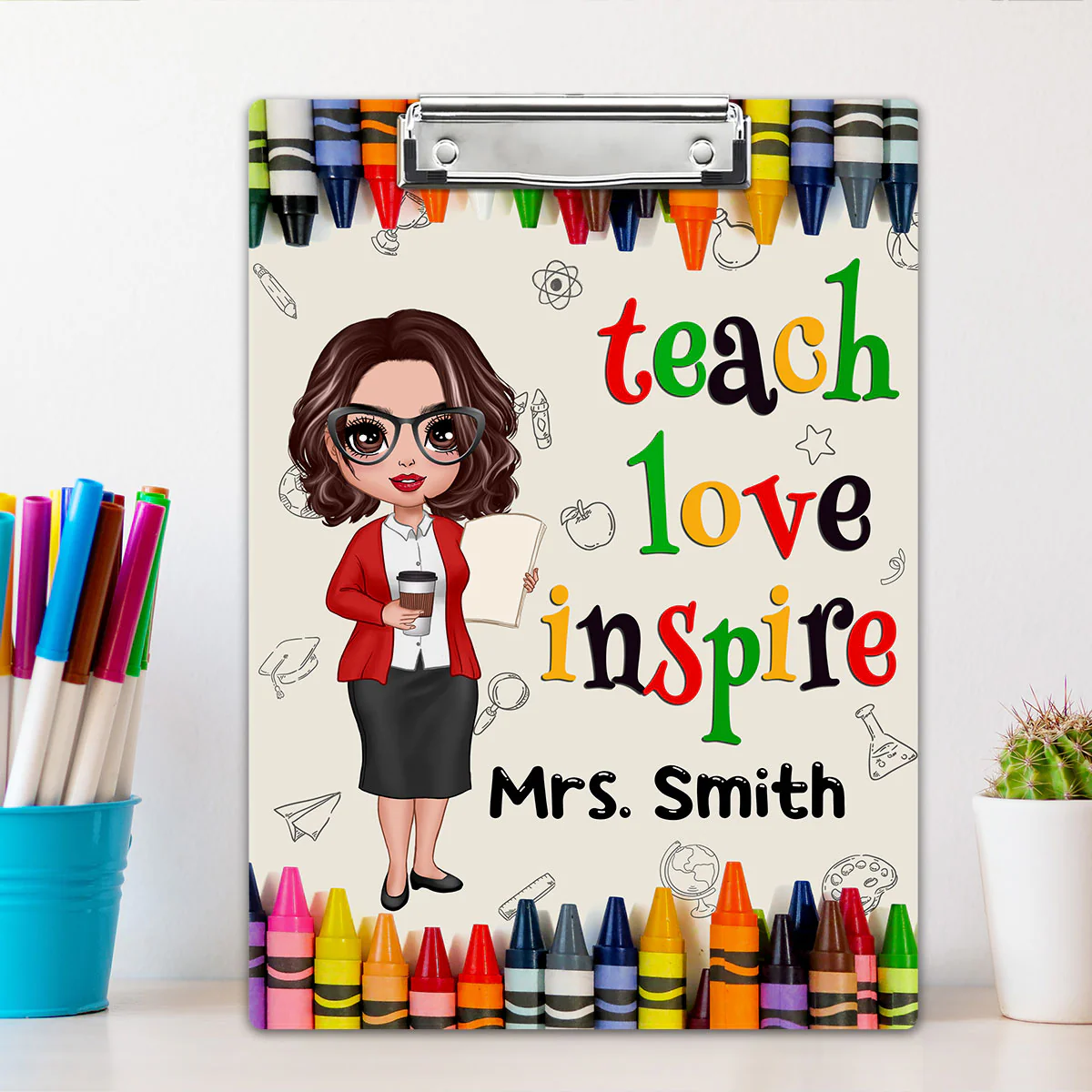 Teacher Teach Love Inspire Personalized Acrylic ClipBoard, Gift For Teacher - Image 7