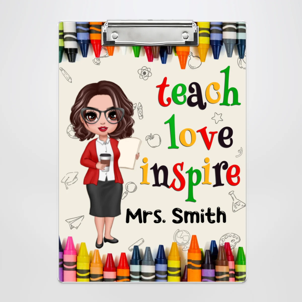 Teacher Teach Love Inspire Personalized Acrylic ClipBoard, Gift For Teacher - Image 9
