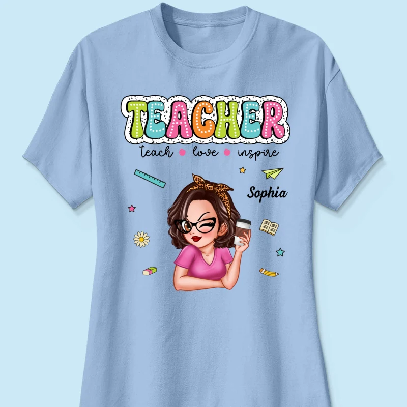 Teacher Teach Love Inspire Summer Personalized Shirt, Back To School, Teacher Appreciation, Teacher Gift - Image 14