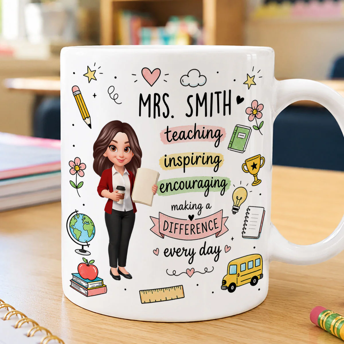 Teacher Teaching Inspiring Encouraging - Personalized Mug - Teacher Appreciation Gift, Back To School Gift For Teachers - Image 5