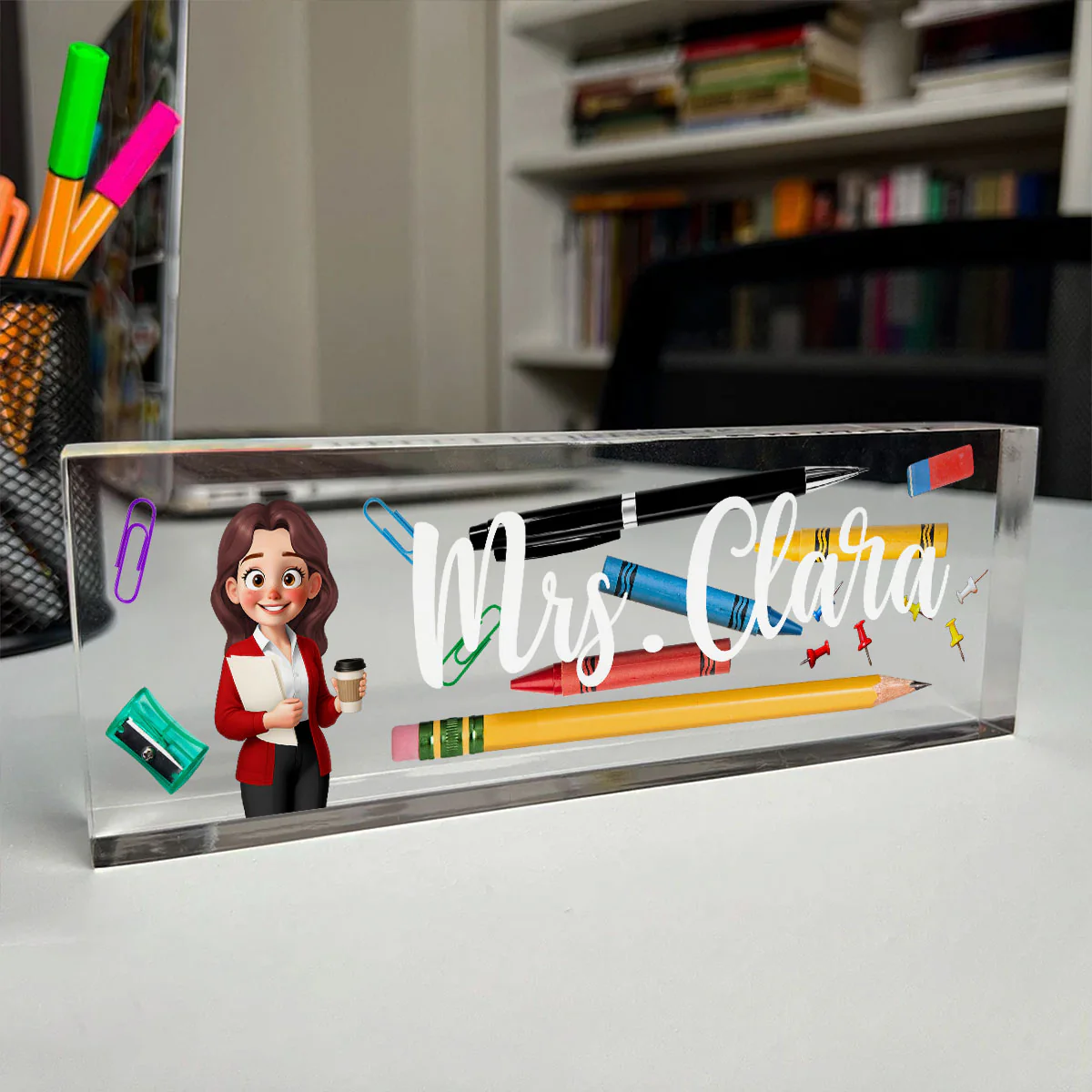 Teacher Things Personalized Acrylic Desk Name Plate, Back To School Gift - Image 3