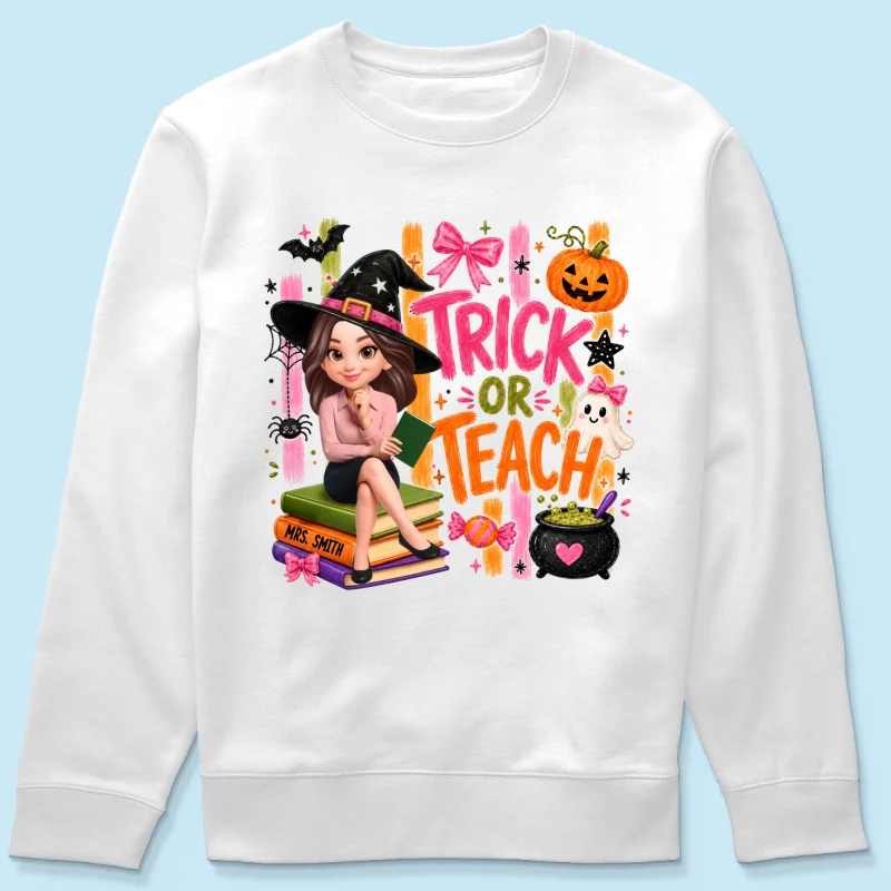 Teacher Treat or Teach - Personalized Shirt - Halloween Shirt for Teachers - Image 18