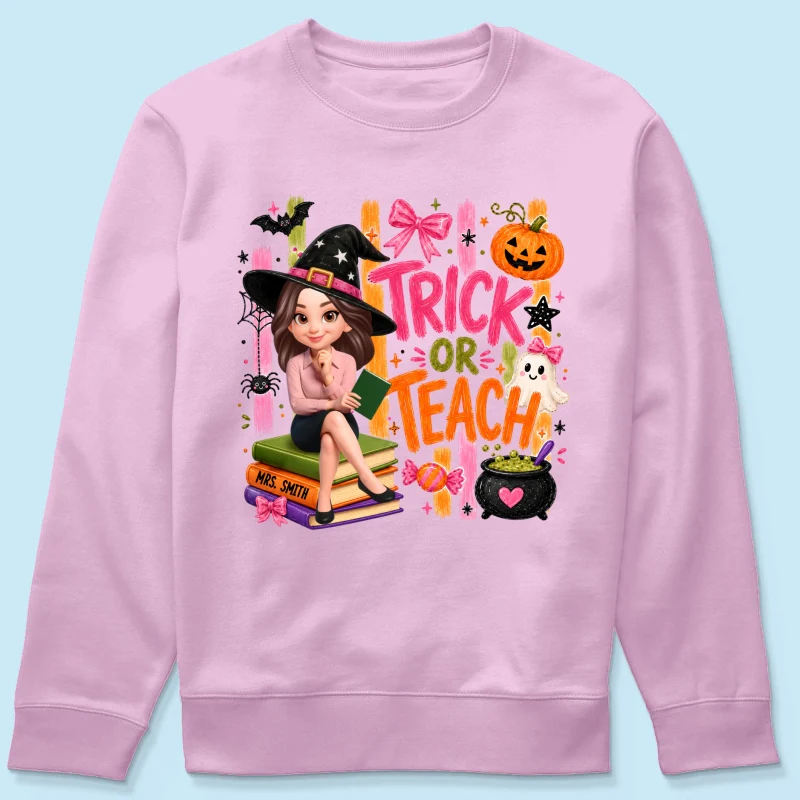 Teacher Treat or Teach - Personalized Shirt - Halloween Shirt for Teachers - Image 20