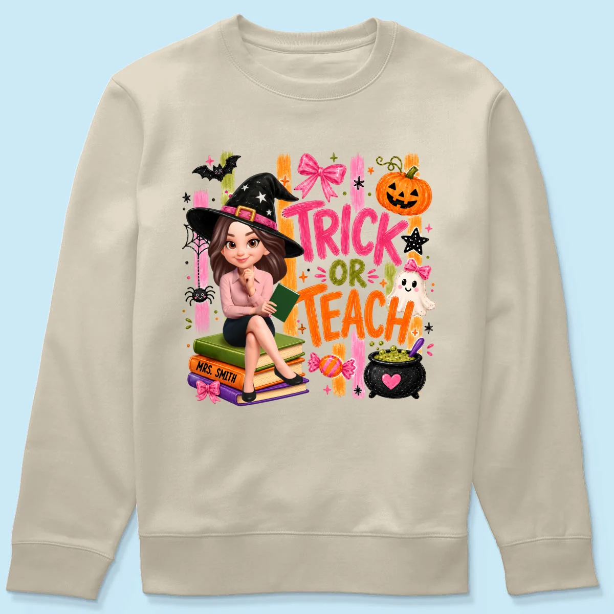 Teacher Treat or Teach - Personalized Shirt - Halloween Shirt for Teachers - Image 21