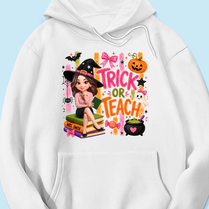 Teacher Treat or Teach - Personalized Shirt - Halloween Shirt for Teachers - Image 22