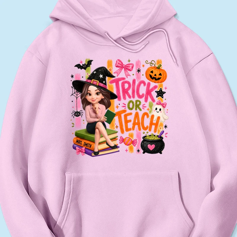 Teacher Treat or Teach - Personalized Shirt - Halloween Shirt for Teachers - Image 24