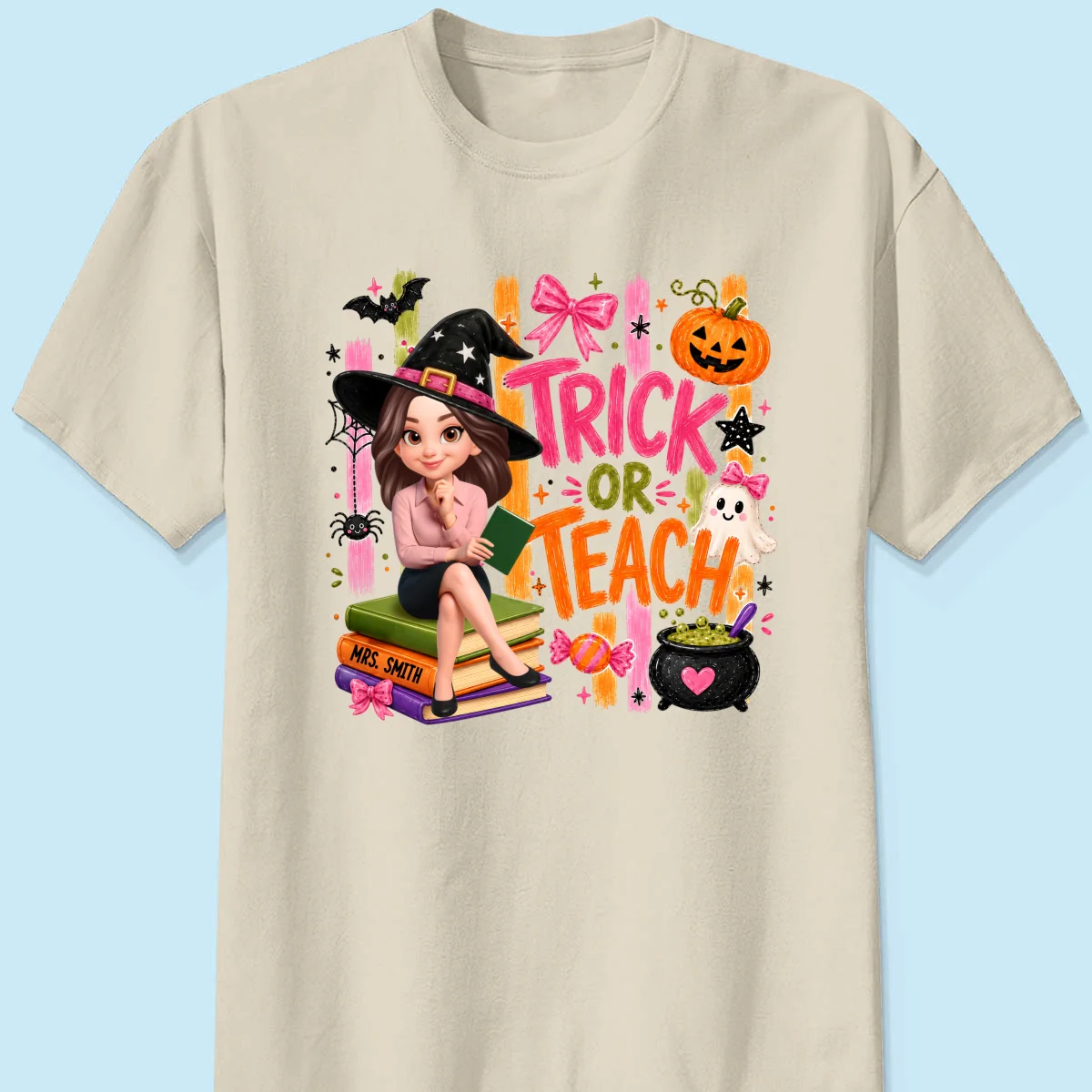Teacher Treat or Teach - Personalized Shirt - Halloween Shirt for Teachers - Image 9
