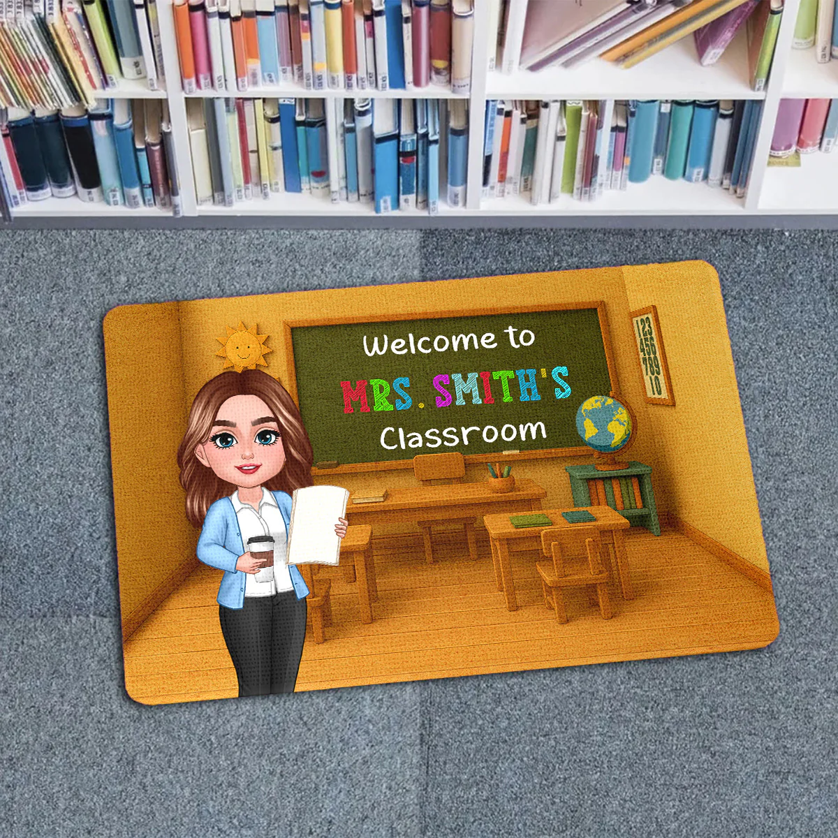 Teacher Welcome To Classroom 3D Effect Personalized Doormat