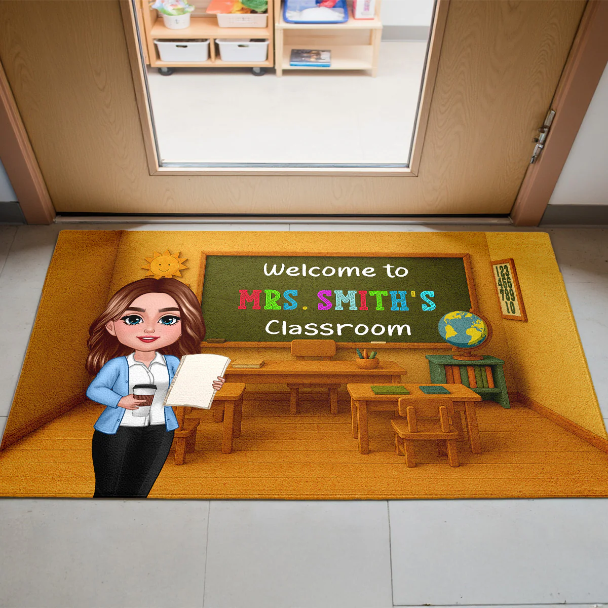 Teacher Welcome To Classroom 3D Effect Personalized Doormat - Image 4