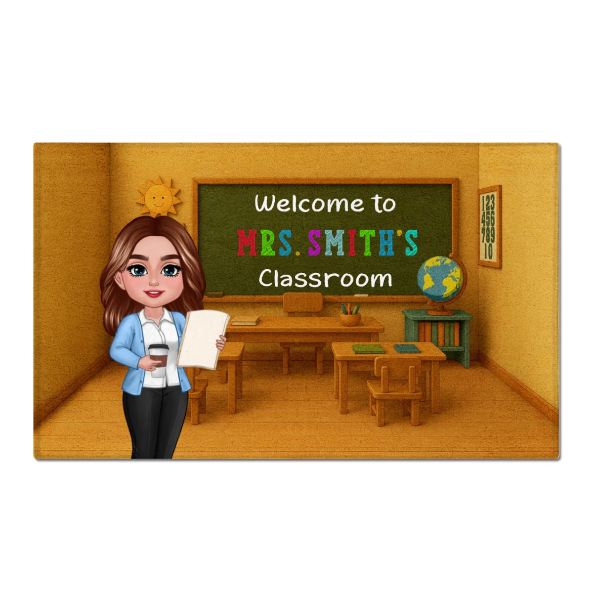 Teacher Welcome To Classroom 3D Effect Personalized Doormat - Image 6