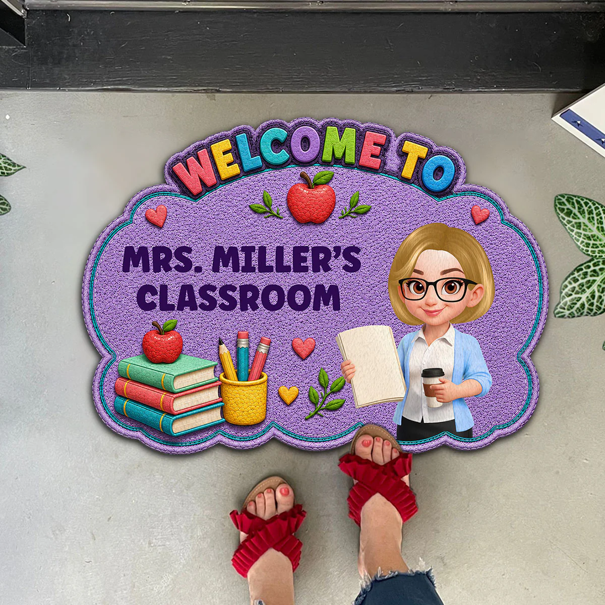 Teacher Welcome To Classroom Happy Learning - Personalized Doormat - Back To School, Classroom Decor - Image 8