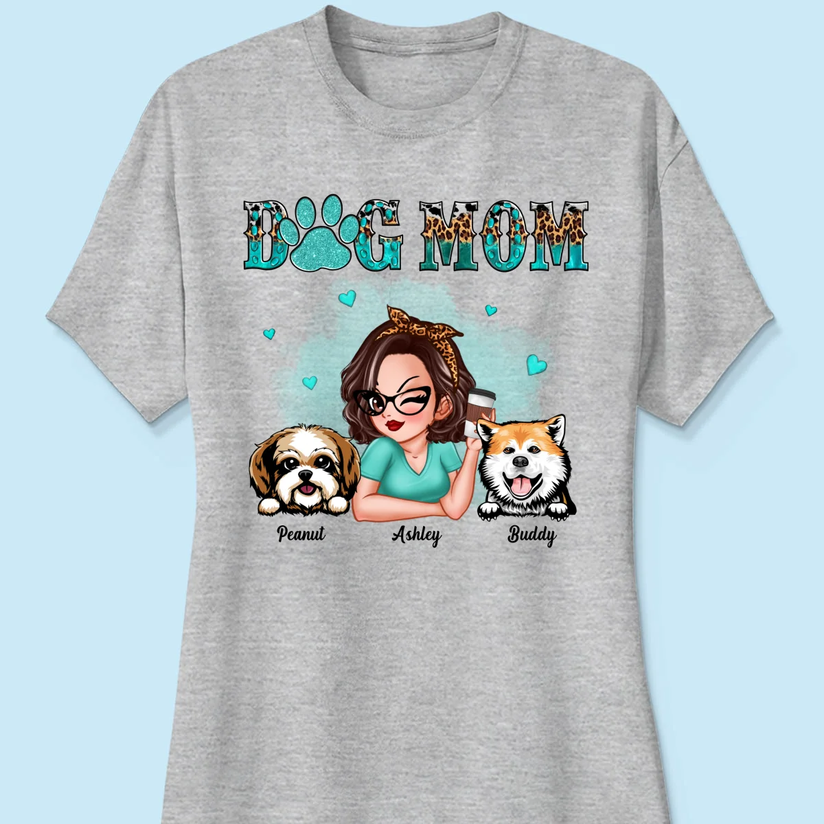 Teal And Leopard Dog Mom Gift For Dog Lovers Personalized Shirt - Image 10