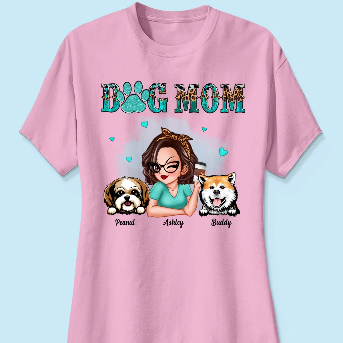 Teal And Leopard Dog Mom Gift For Dog Lovers Personalized Shirt - Image 11