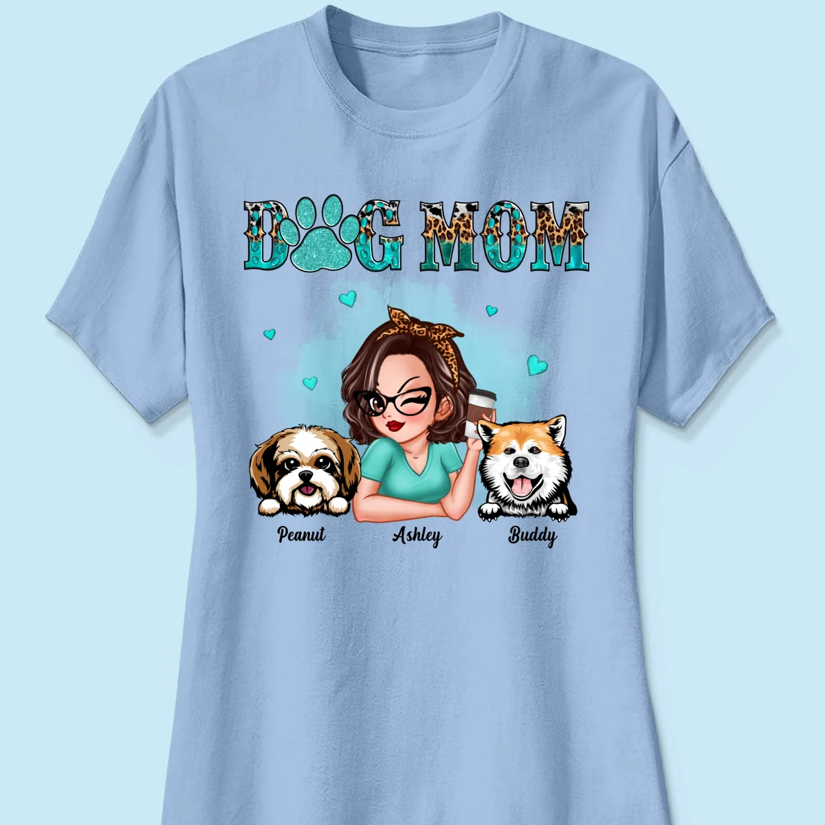 Teal And Leopard Dog Mom Gift For Dog Lovers Personalized Shirt - Image 12