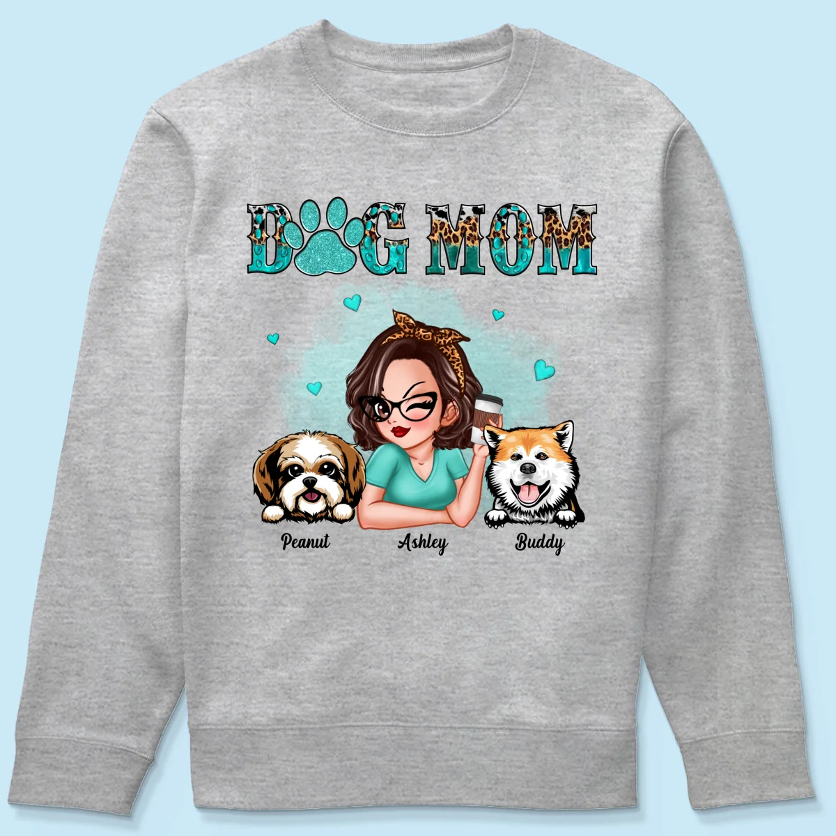 Teal And Leopard Dog Mom Gift For Dog Lovers Personalized Shirt - Image 14