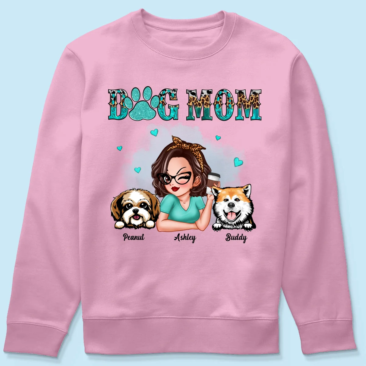 Teal And Leopard Dog Mom Gift For Dog Lovers Personalized Shirt - Image 15
