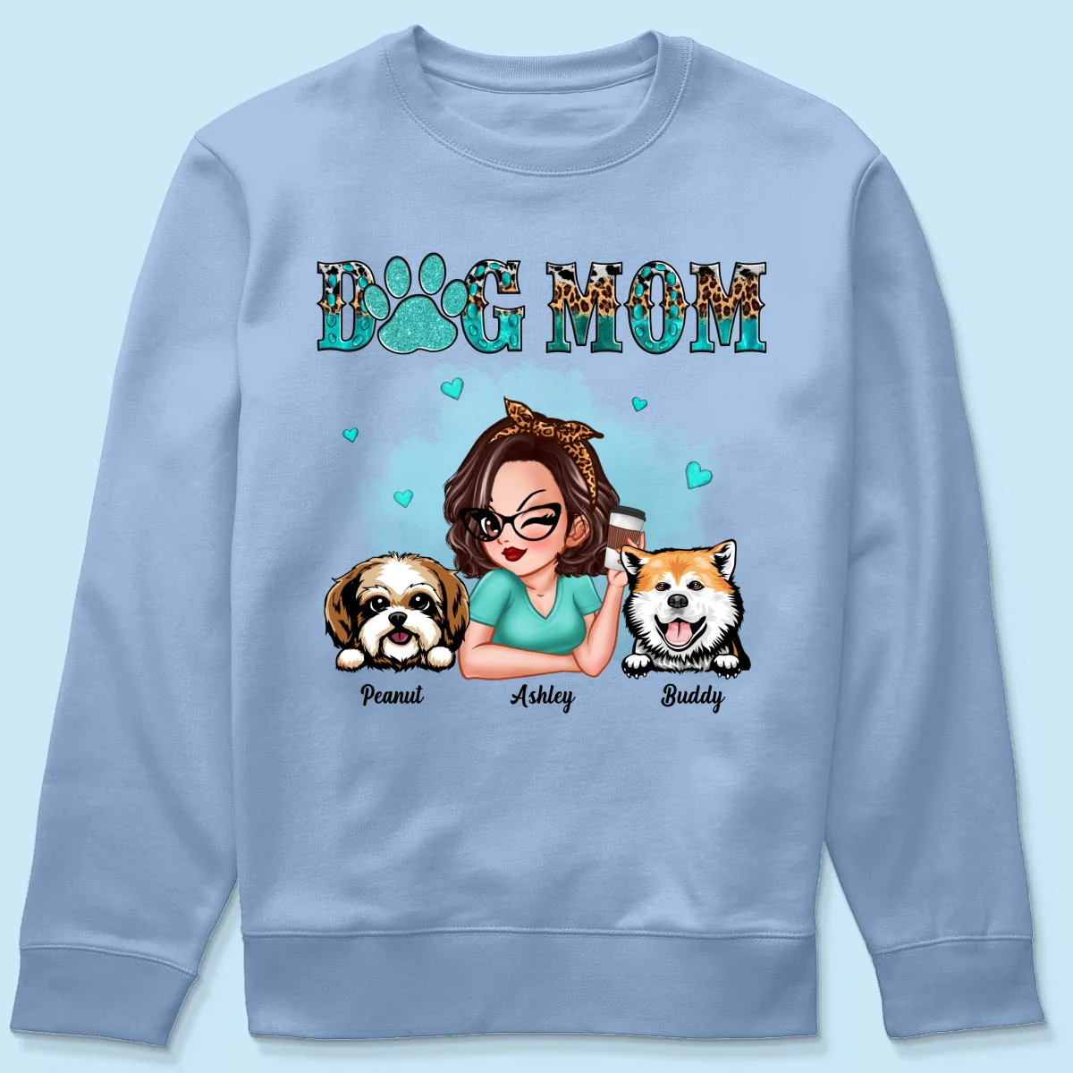 Teal And Leopard Dog Mom Gift For Dog Lovers Personalized Shirt - Image 16