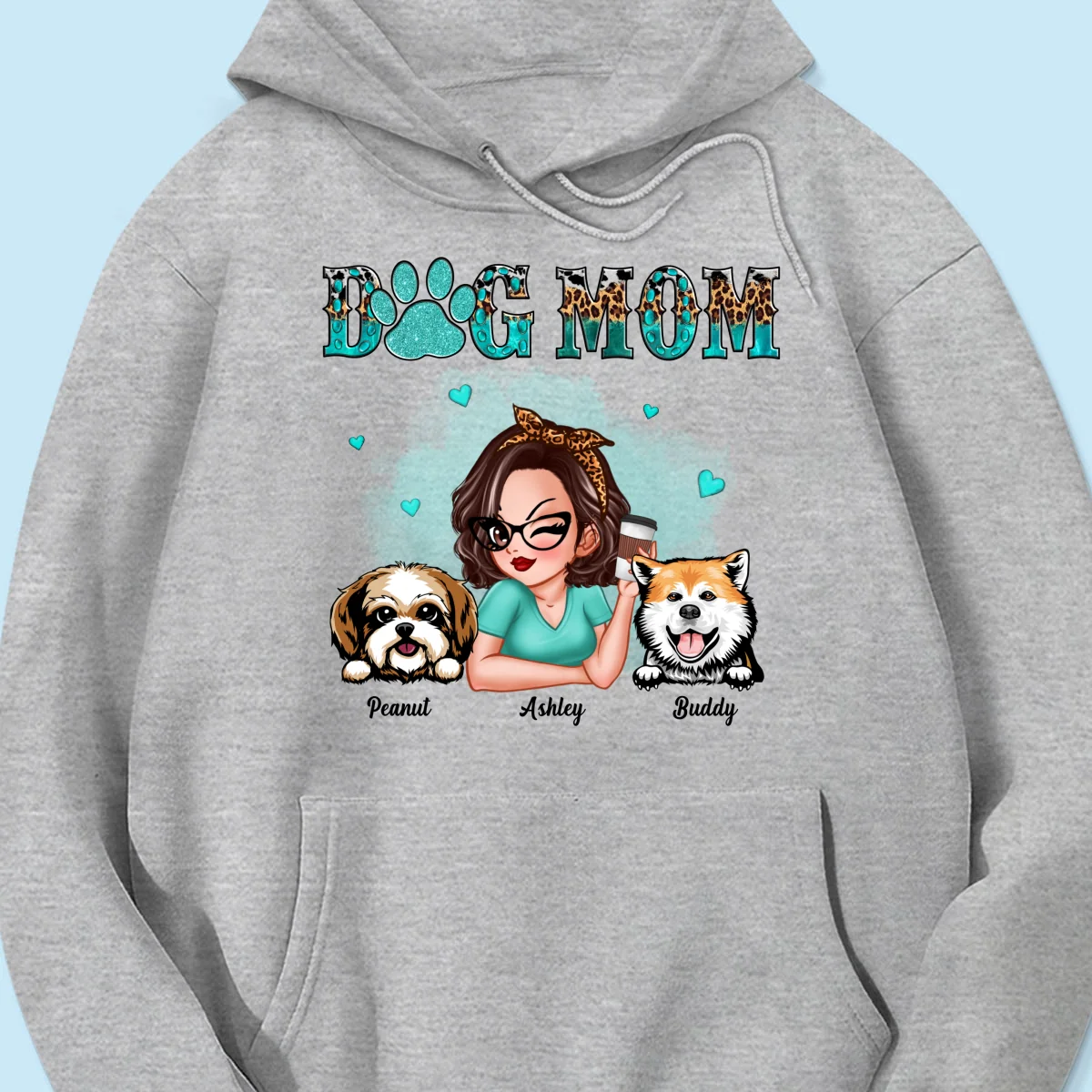 Teal And Leopard Dog Mom Gift For Dog Lovers Personalized Shirt - Image 18