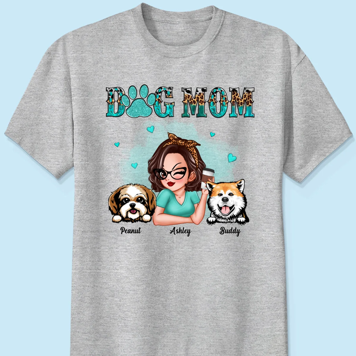 Teal And Leopard Dog Mom Gift For Dog Lovers Personalized Shirt - Image 6