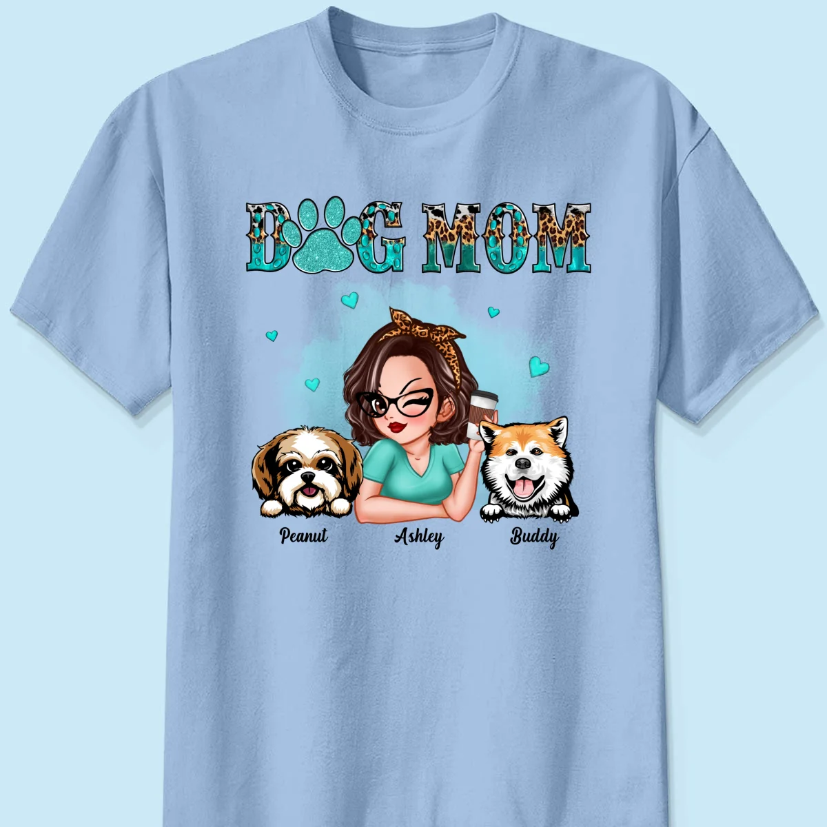 Teal And Leopard Dog Mom Gift For Dog Lovers Personalized Shirt - Image 8