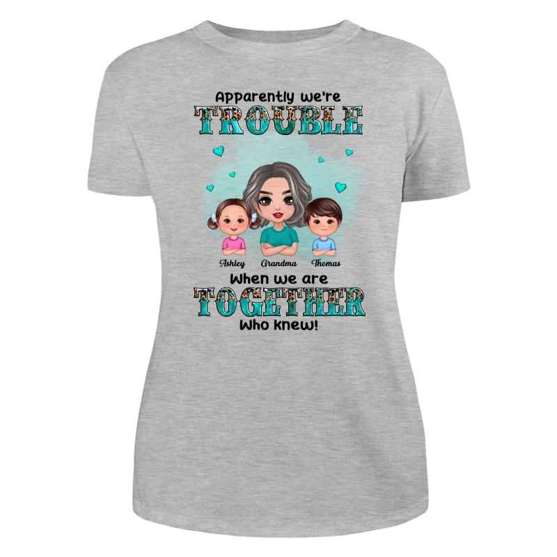 Teal And Leopard Doll Grandma Grandkids Trouble Together Personalized shirt - Image 10