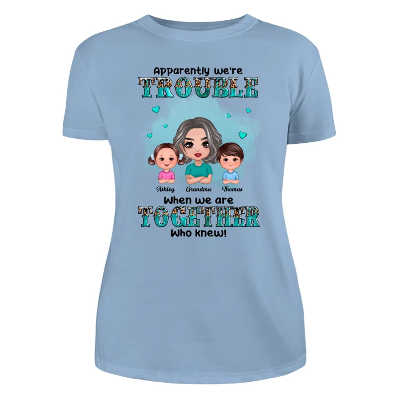 Teal And Leopard Doll Grandma Grandkids Trouble Together Personalized shirt - Image 12