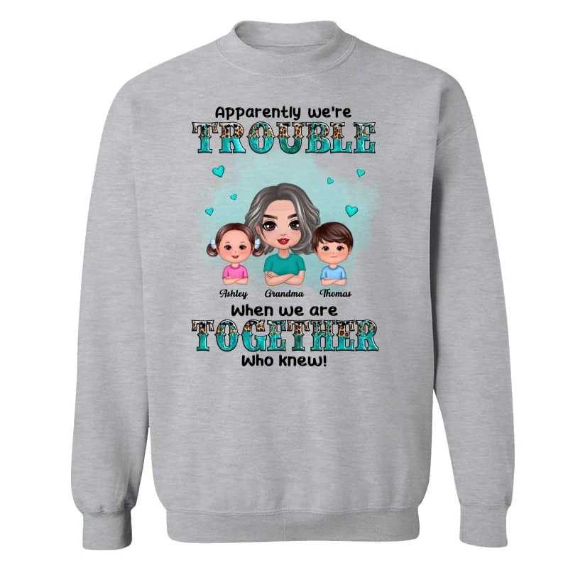 Teal And Leopard Doll Grandma Grandkids Trouble Together Personalized shirt - Image 18