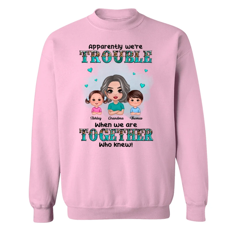 Teal And Leopard Doll Grandma Grandkids Trouble Together Personalized shirt - Image 19