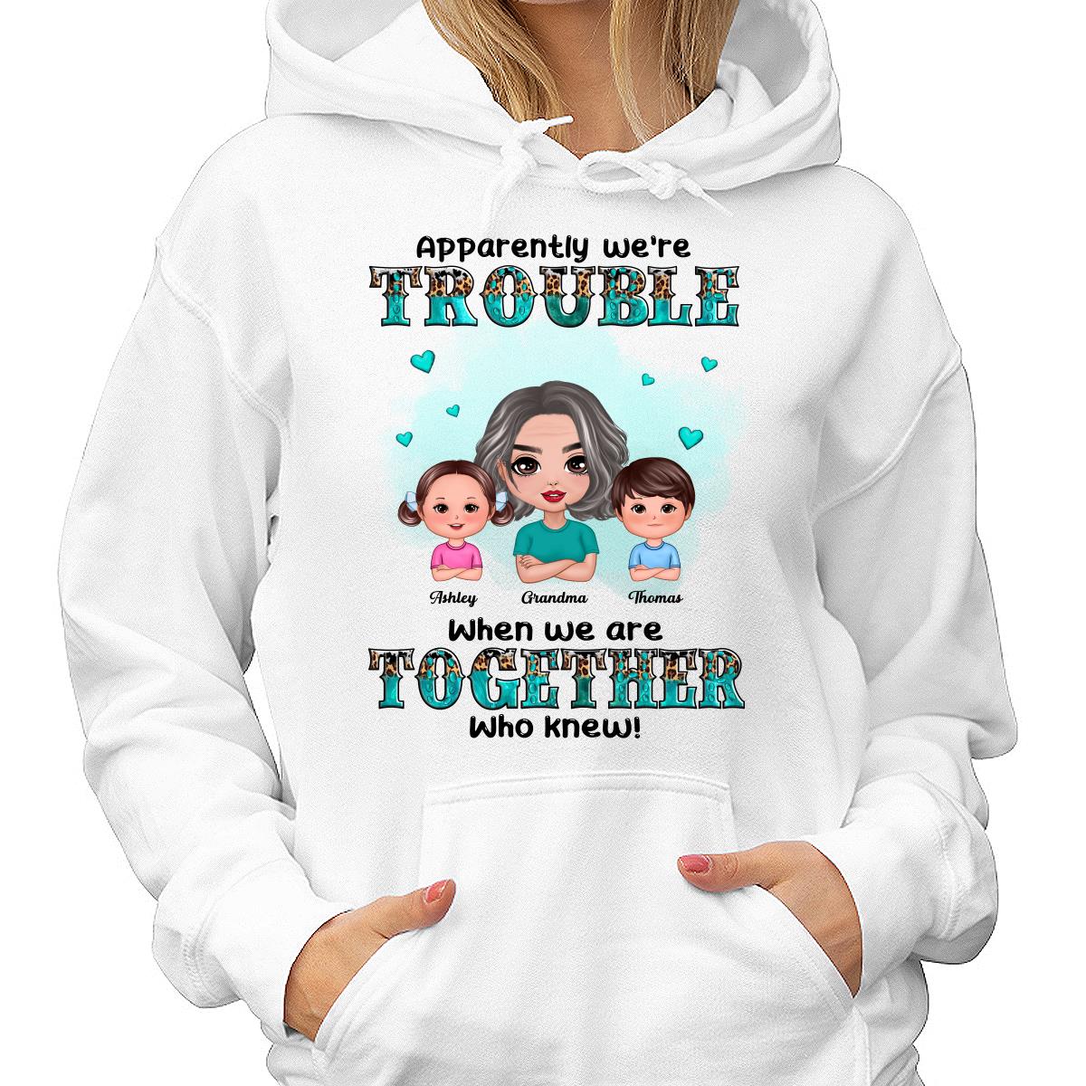 Teal And Leopard Doll Grandma Grandkids Trouble Together Personalized shirt - Image 4