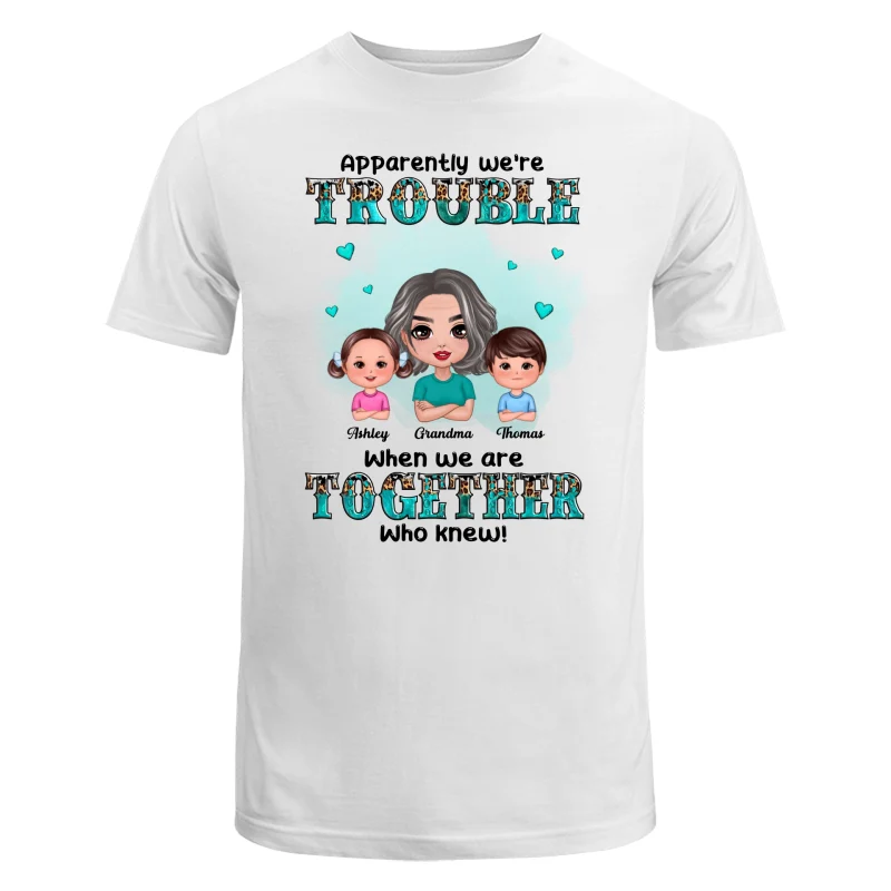 Teal And Leopard Doll Grandma Grandkids Trouble Together Personalized shirt - Image 5