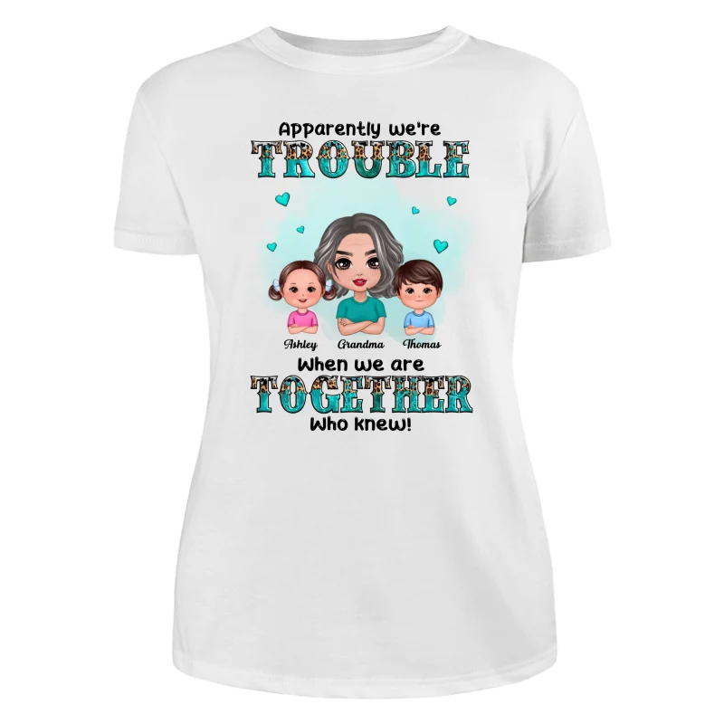 Teal And Leopard Doll Grandma Grandkids Trouble Together Personalized shirt - Image 9