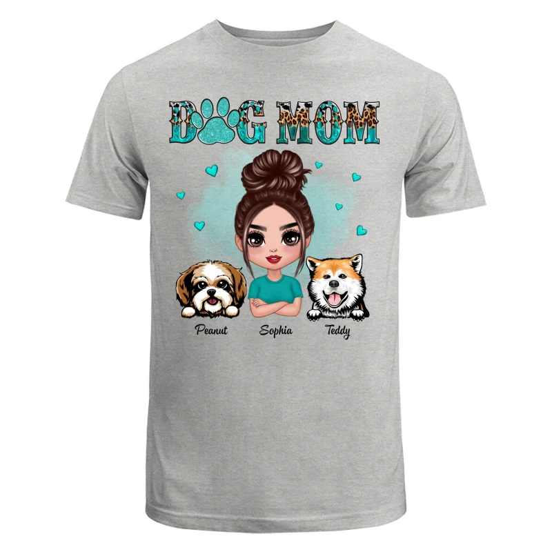 Teal And Leopard Pattern Dog Mom Personalized Shirt - Image 6