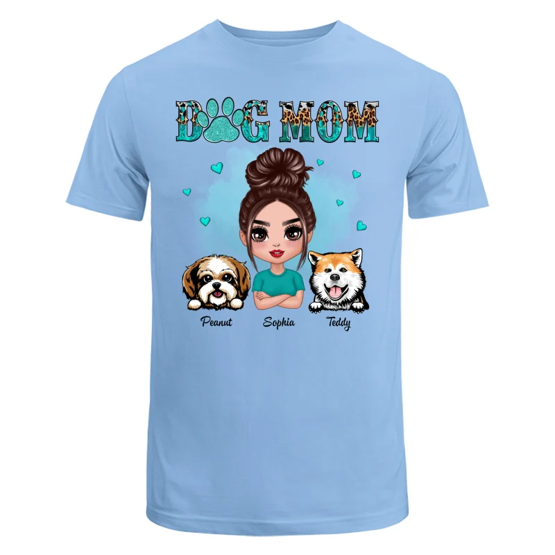Teal And Leopard Pattern Dog Mom Personalized Shirt - Image 8