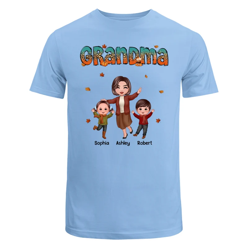 Teal Orange And Leopard Fall Season Happy Grandma Grandkids Personalized Shirt - Image 8