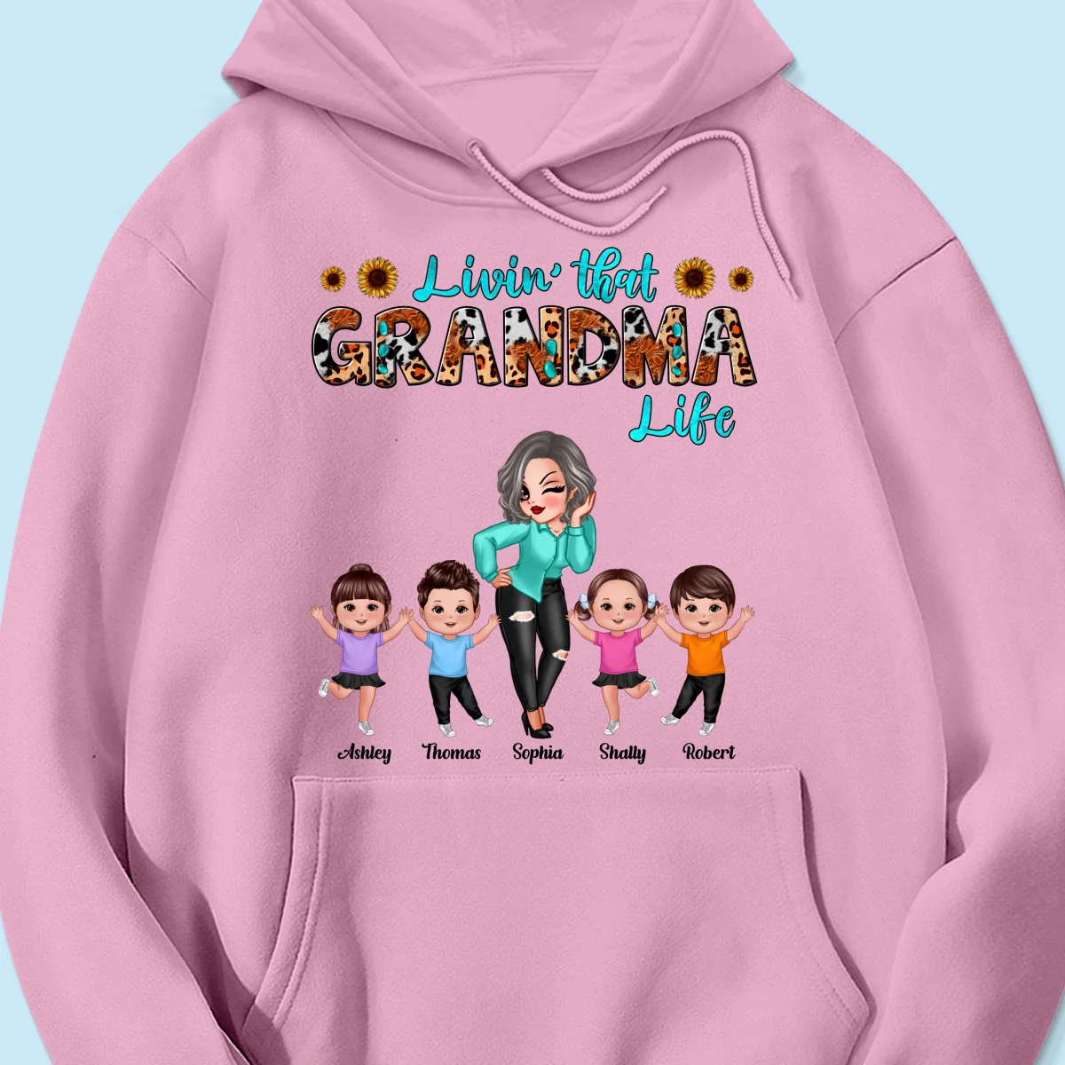 Teal And Leopard Livin‘ That Grandma Mom Life Personalized Shirt - Image 17