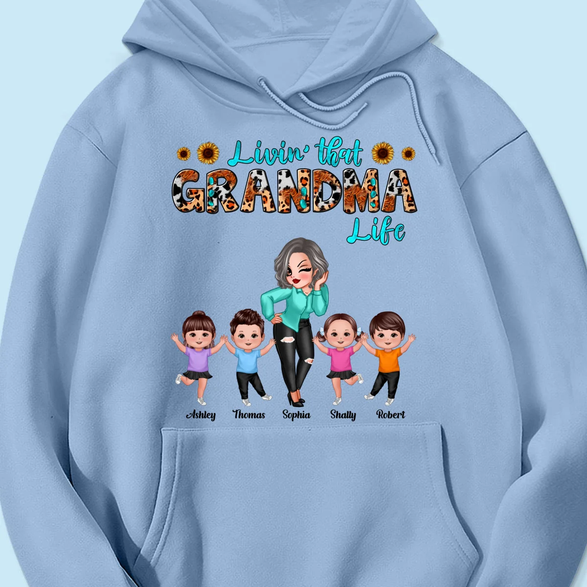 Teal And Leopard Livin‘ That Grandma Mom Life Personalized Shirt - Image 18