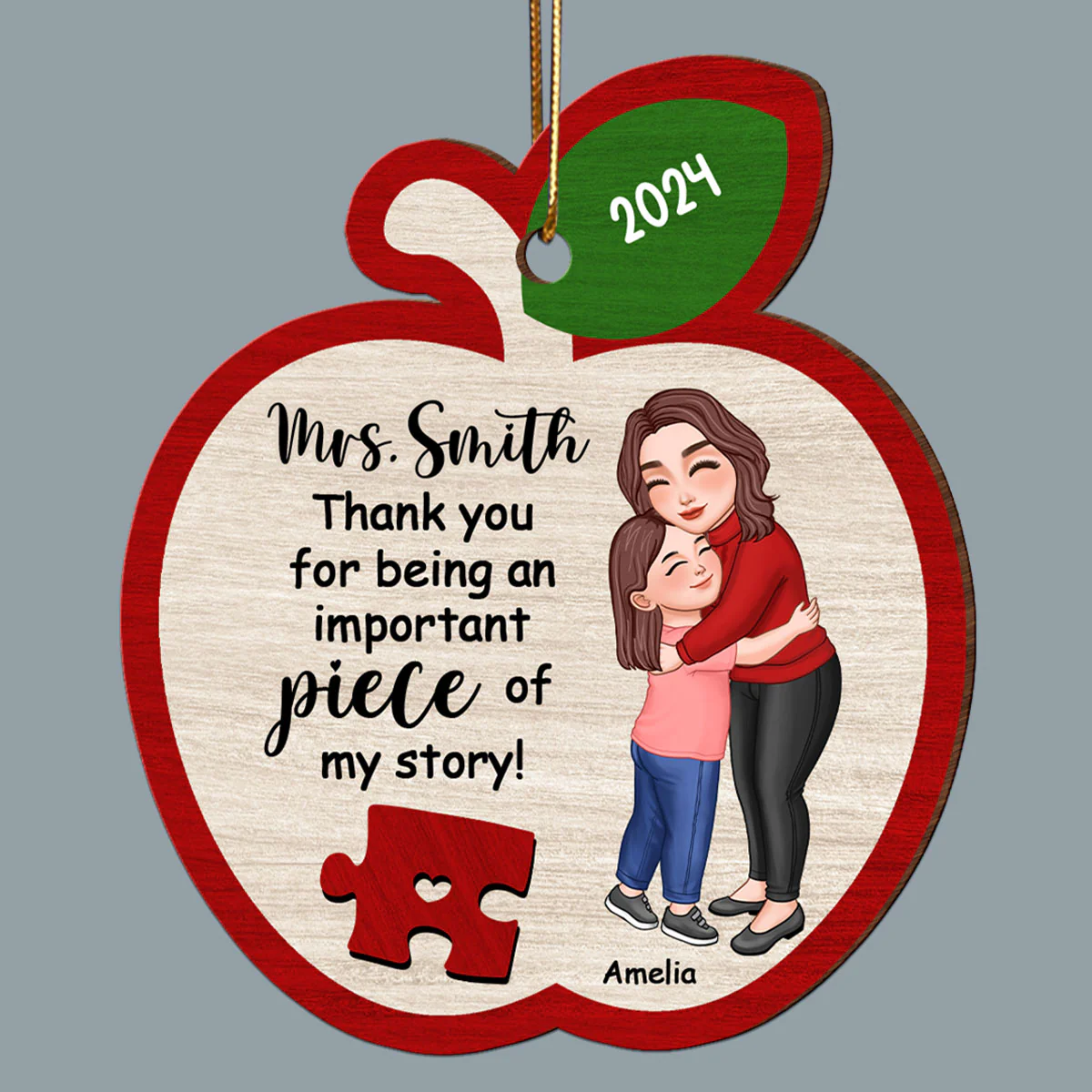 Thank You For Being An Importance Piece Teacher Appreciation Gifts Personalized Wooden Ornament - Image 2
